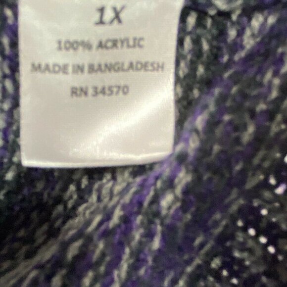 Jason Maxwell Sweater Womens 1X Purple Marled Tunic‎ Pockets Fairy Cottagecore - Picture 10 of 11